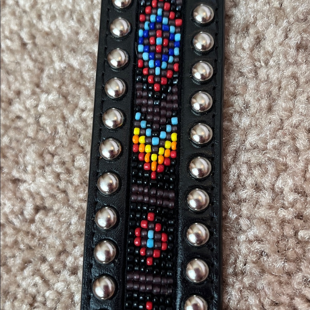 3-D Leather Unisex Beaded Studded Belt
